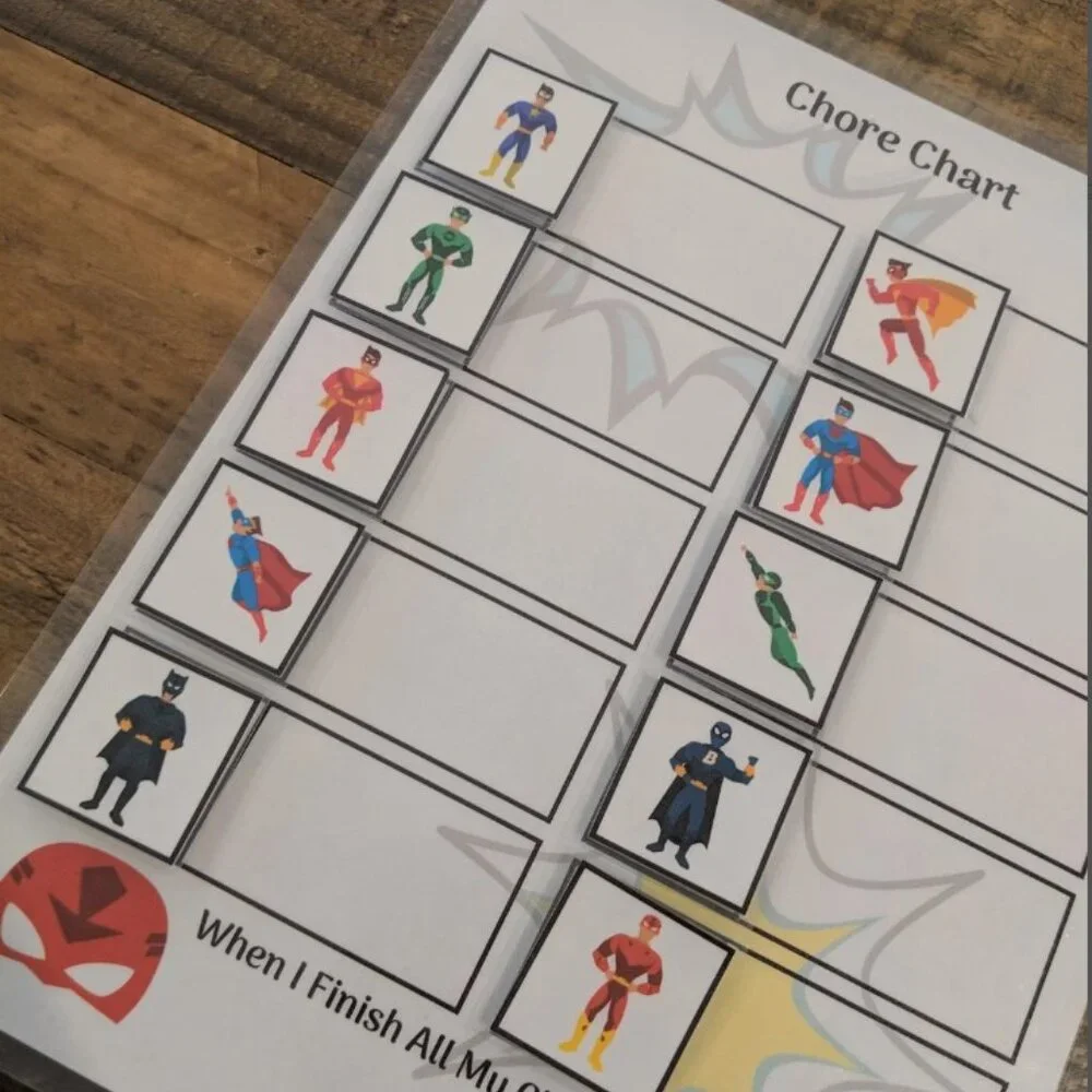 Super Hero Chore Chart, Token Board System, Reward Chart for Toddlers